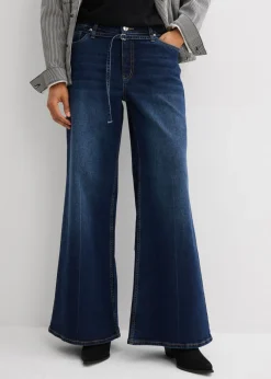 bonprix bonprix Tallas Pequeñas>Vaqueros de pernera ancha, mid waist azul oscuro denim usado