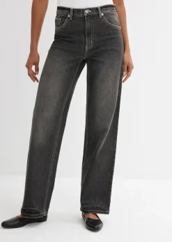 bonprix bonprix Vaqueros>Vaqueros de pernera ancha, high waist negro denim usado