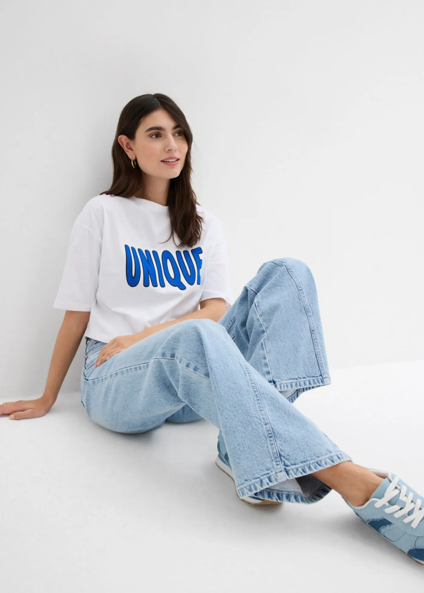 Mujer bonprix bonprix Vaqueros de pernera ancha, high waist, low stretch