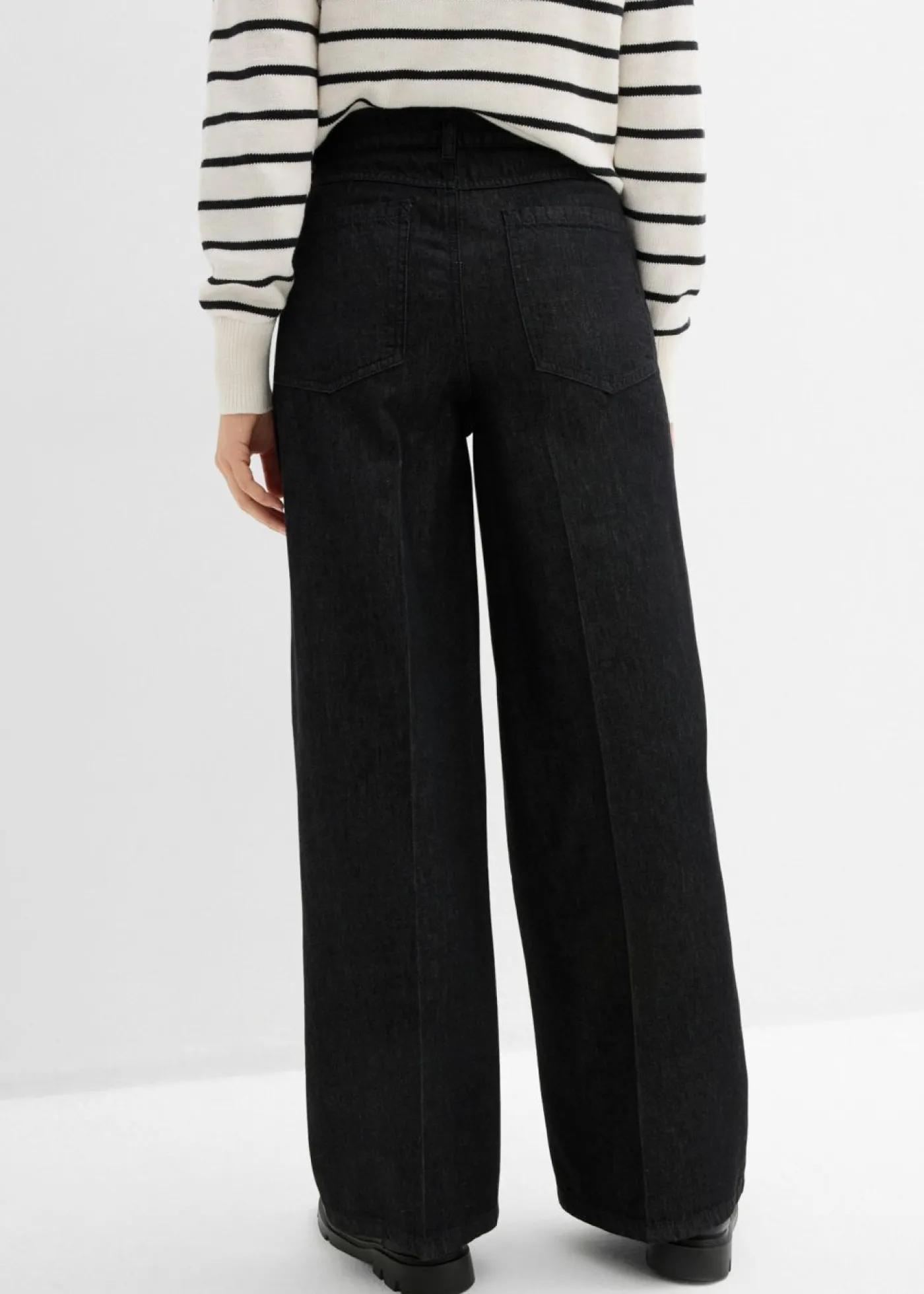 bonprix bonprix Vaqueros>Vaqueros de pernera ancha, mid waist negro denim usado