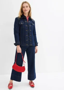 Mujer bonprix bonprix Vaqueros de pierna ancha, tiro medio y largo acortado