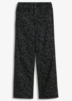 Mujer bonprix bonprix Vaqueros de pierna ancha y cintura media con estampado brillante