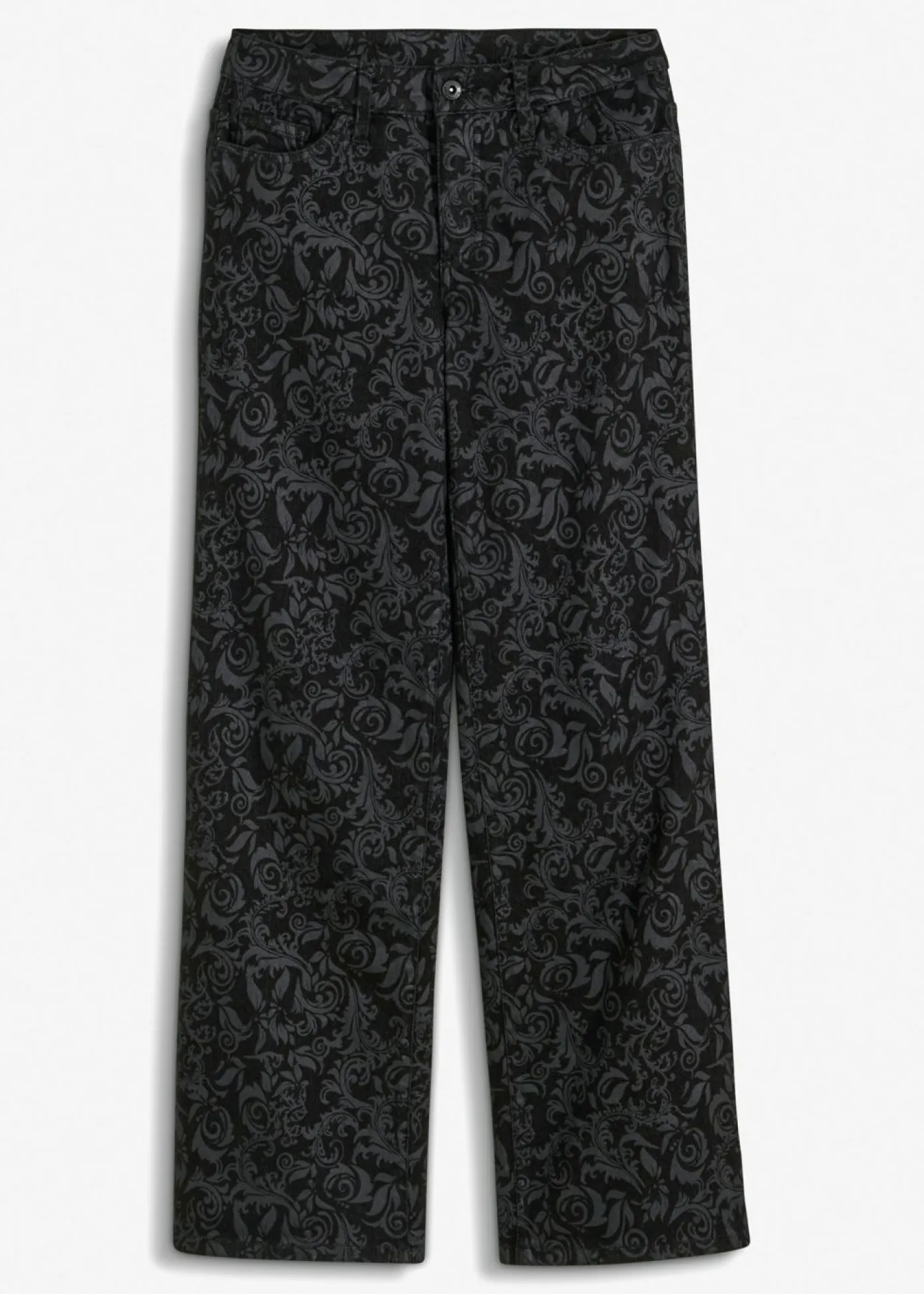 Mujer bonprix bonprix Vaqueros de pierna ancha y cintura media con estampado brillante