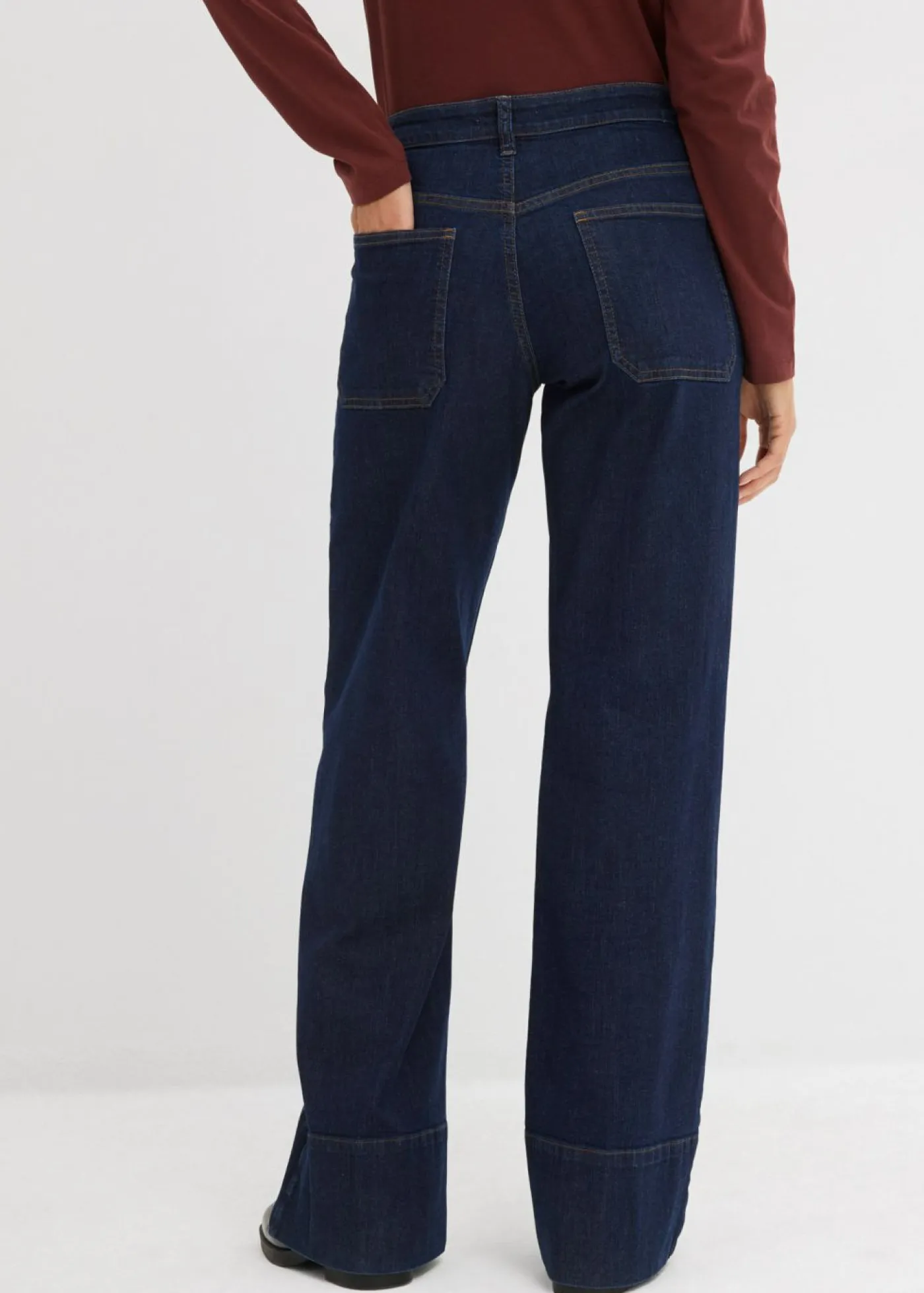 Mujer bonprix bonprix Vaqueros de talle medio de algodón orgánico con perneras anchas