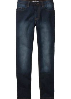 bonprix bonprix Ropa 9 A 16 Años·Jeans>Vaqueros elásticos con cintura ajustable, slim fit, straight denim oscuro