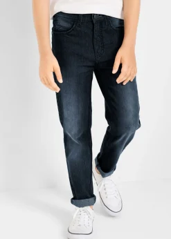 bonprix bonprix Ropa 9 A 16 Años·Jeans>Vaqueros elásticos con cintura ajustable, slim fit, straight denim oscuro