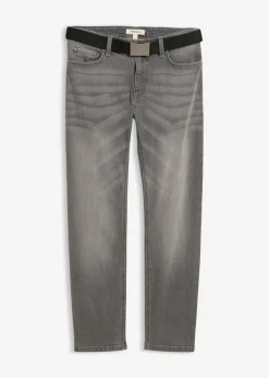 Hombre bonprix bonprix Vaqueros elásticos con corte regular, cinturón y diseño recto