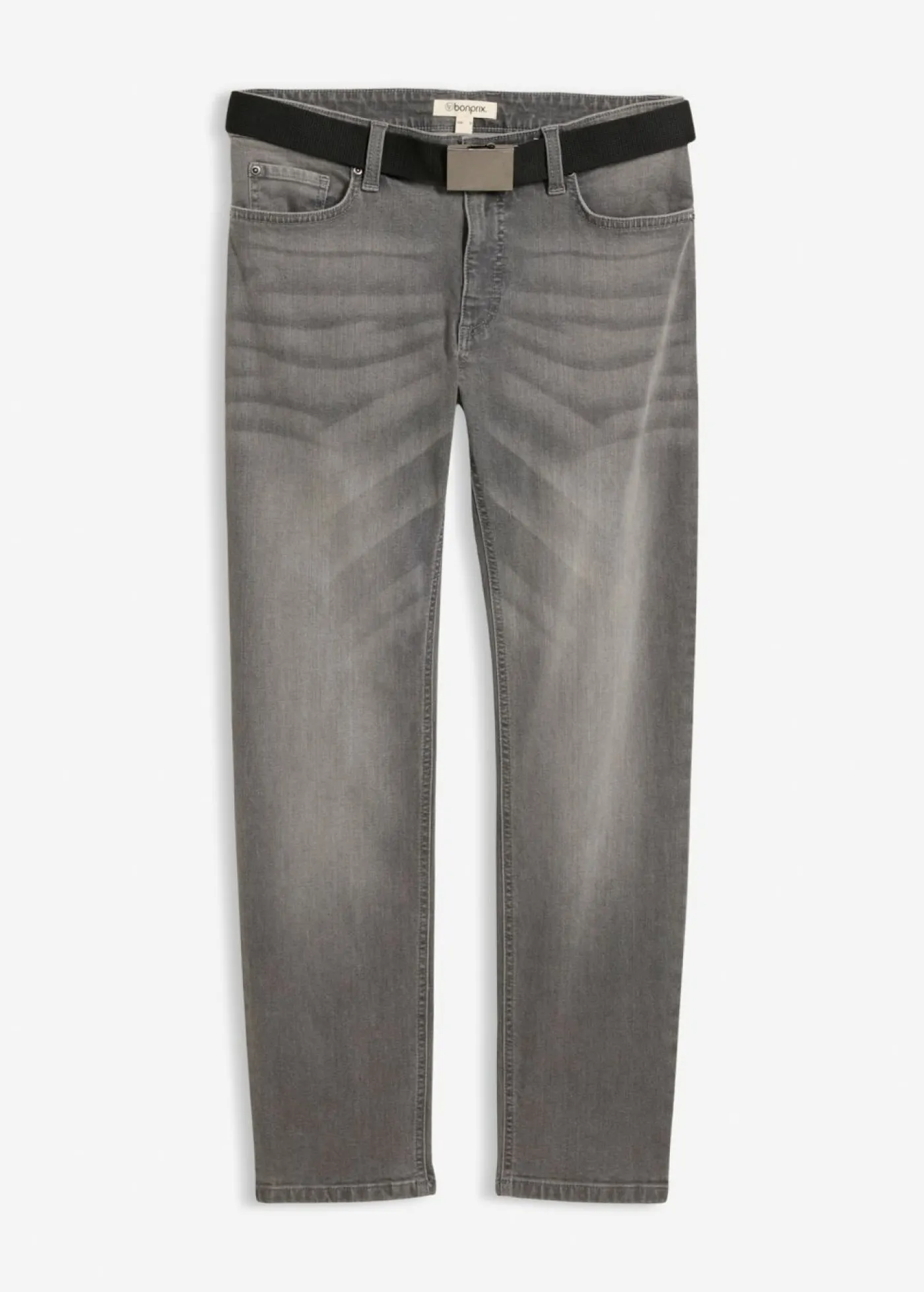 Hombre bonprix bonprix Vaqueros elásticos con corte regular, cinturón y diseño recto