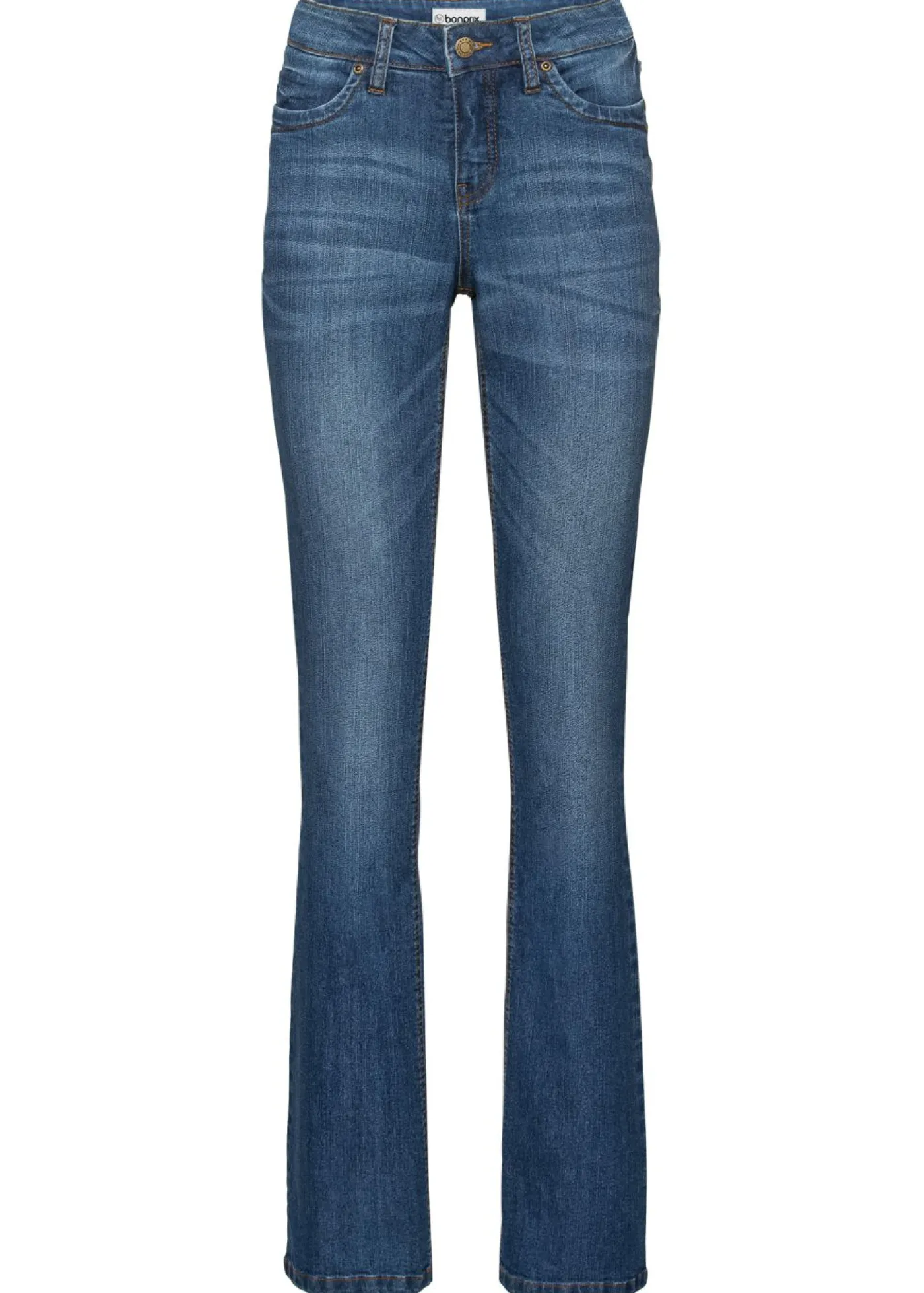 bonprix bonprix Vaqueros>Vaqueros elásticos con corte bootcut y talle medio Azul desgastado