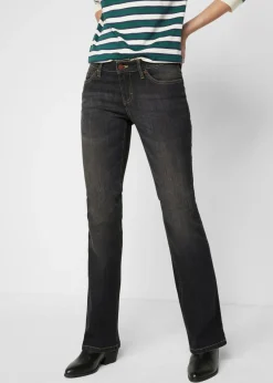 bonprix bonprix Vaqueros>Vaqueros elásticos con corte bootcut y talle medio negro denim usado