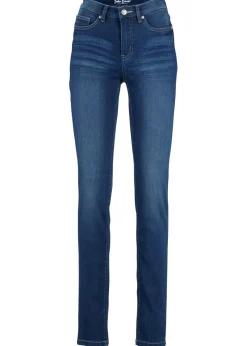 bonprix bonprix Tallas Pequeñas|Vaqueros>Vaqueros elásticos con talle medio y corte slim Denim desgastado