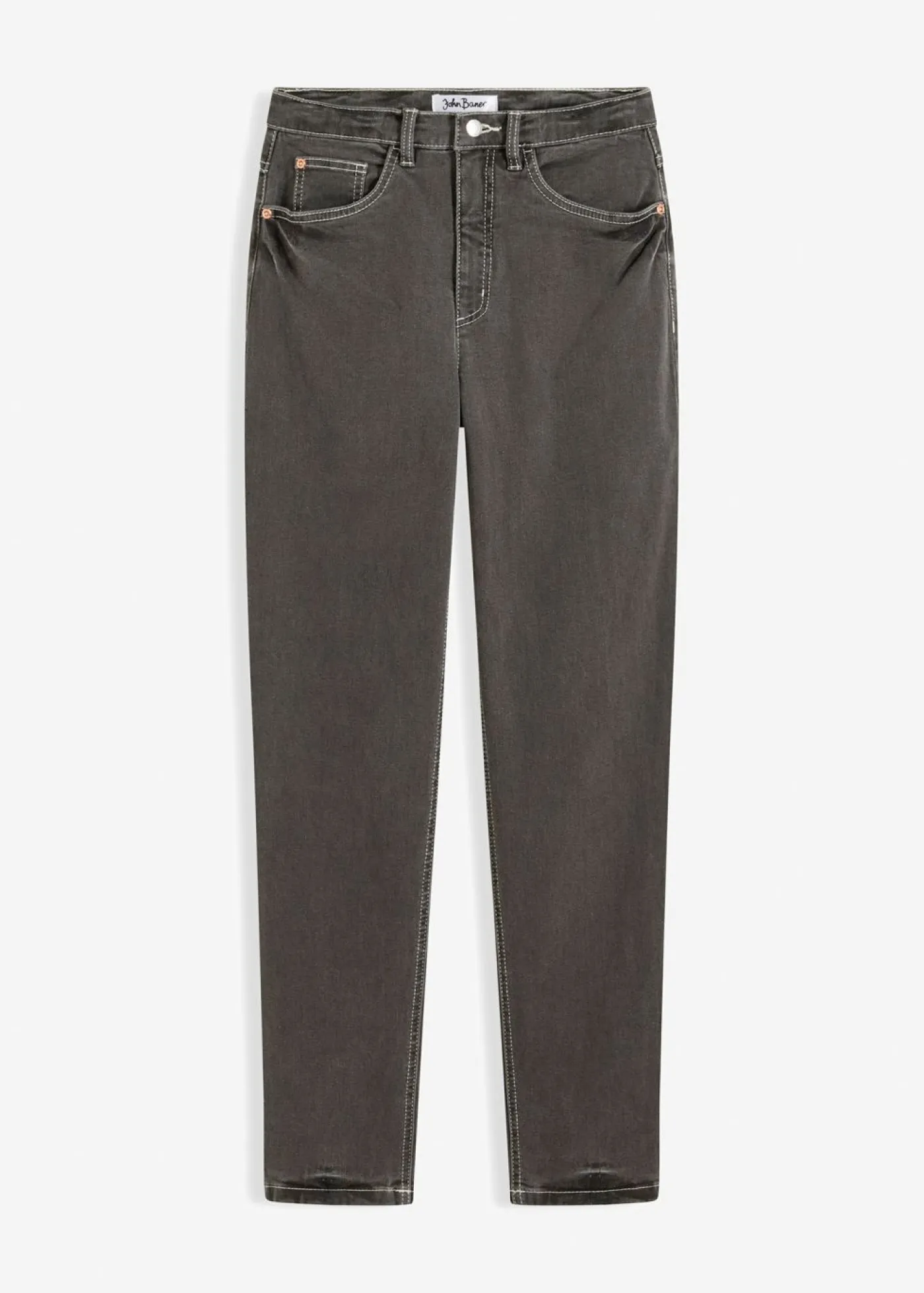 bonprix bonprix Vaqueros>Vaqueros elásticos de cintura alta y corte mom Denim gris oscuro desgastado