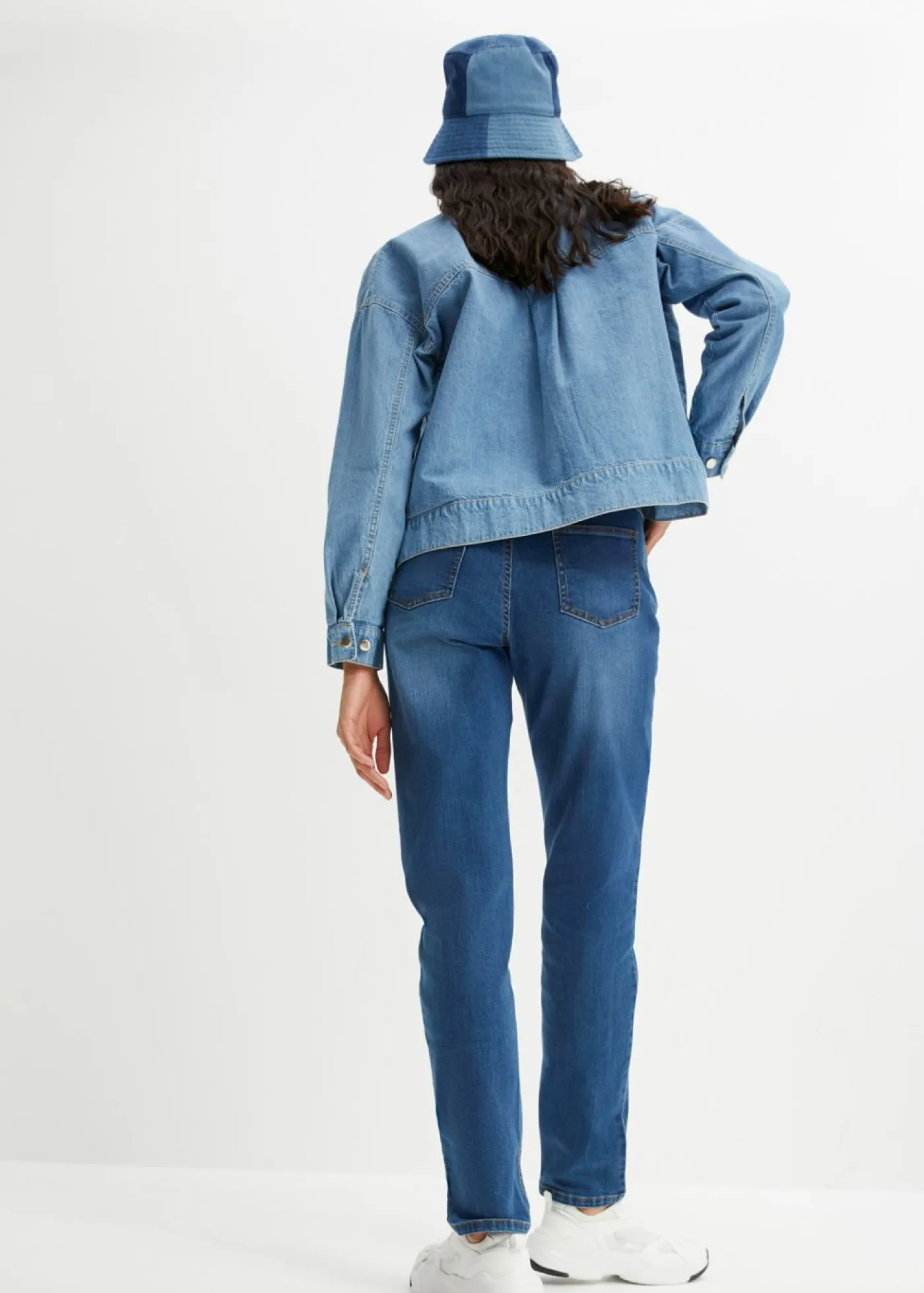 bonprix bonprix Vaqueros>Vaqueros elásticos de cintura alta y corte mom Azul piedra usado