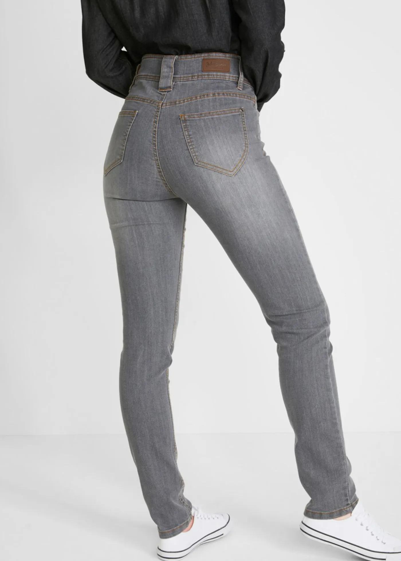 bonprix bonprix Vaqueros|Tallas Pequeñas>Vaqueros elásticos de corte slim y talle alto denim gris desgastado
