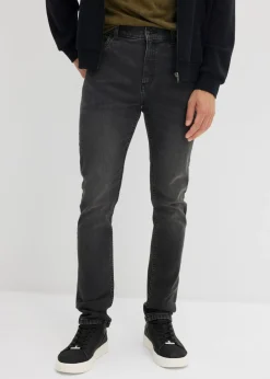 bonprix bonprix Vaqueros>Vaqueros elásticos de corte slim y recto Denim negro desgastado