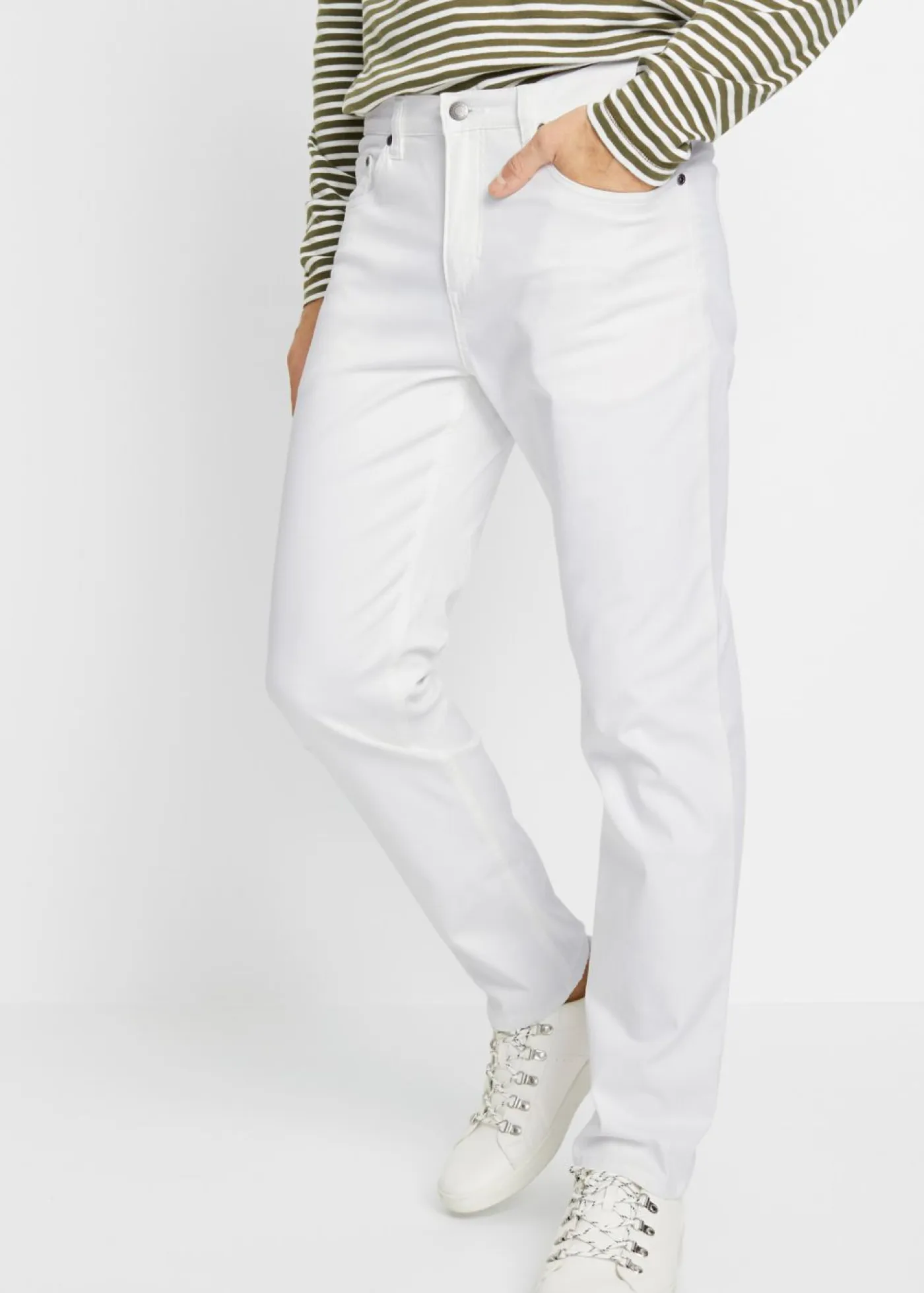 bonprix bonprix Vaqueros|Novedades>Vaqueros elásticos de corte clásico y tapered Blanco