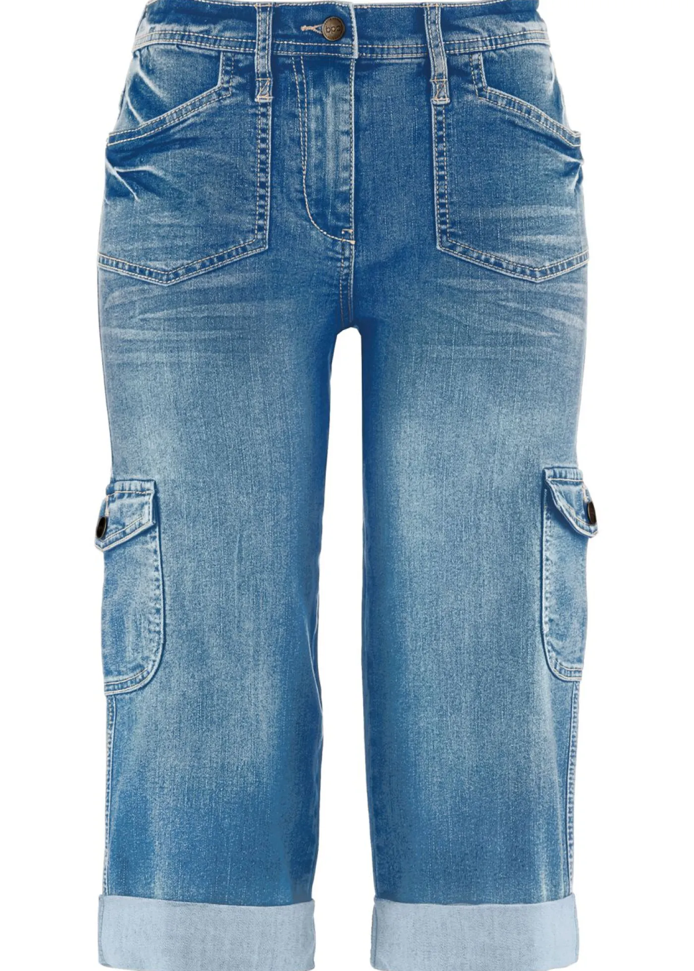 Mujer bonprix bonprix Vaqueros elásticos de talle medio y corte cargo