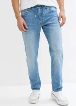 bonprix bonprix Vaqueros>Vaqueros elásticos ligeros con corte regular, cinturilla elástica y forma recta (2 unidades) azul medio denim+denim gris