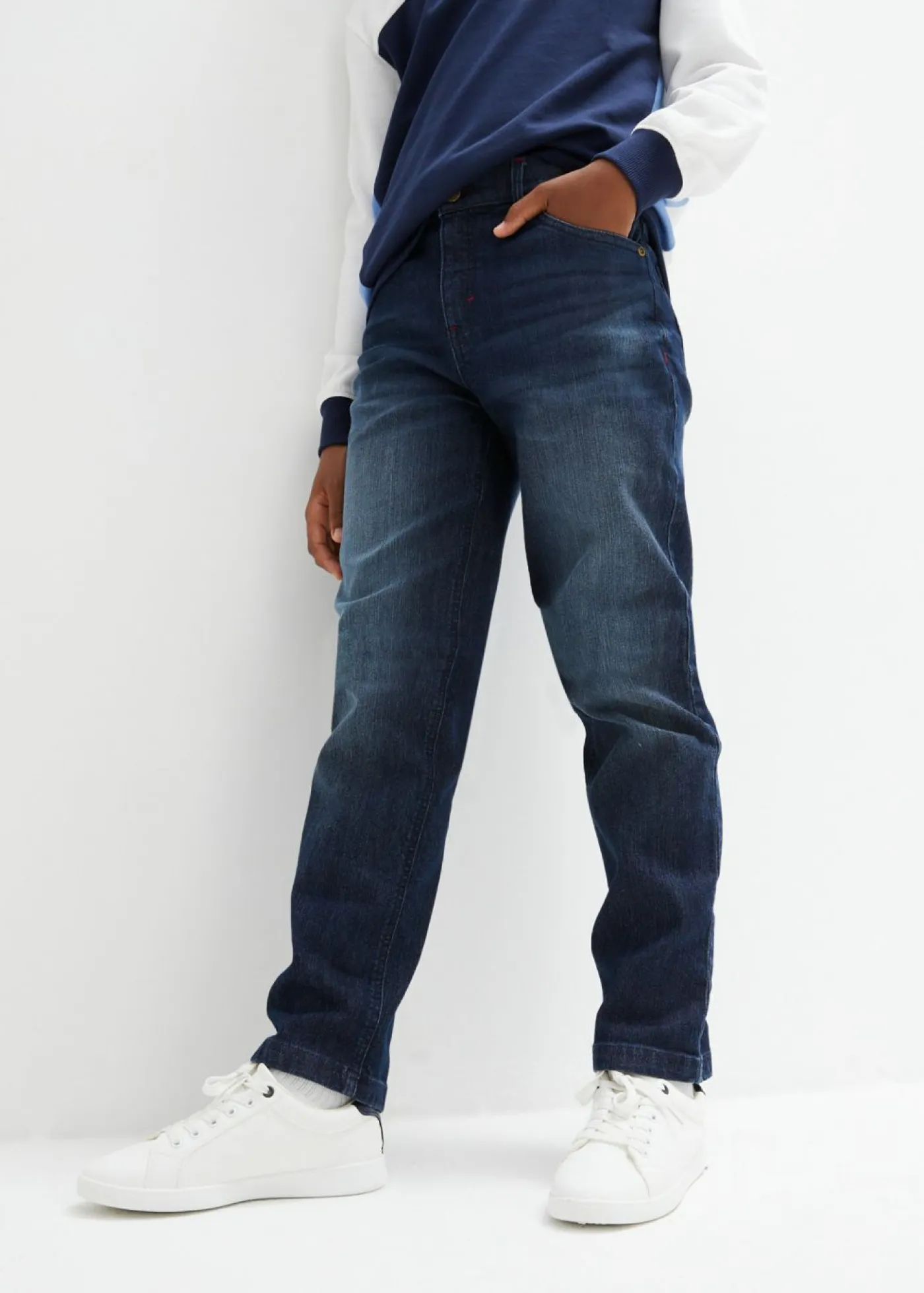 bonprix bonprix Ropa 9 A 16 Años·Jeans>Vaqueros elásticos loose fit, con cintura ajustable, straight denim oscuro