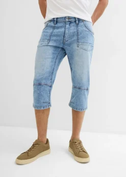 bonprix bonprix Vaqueros>Vaqueros elásticos, regular, de largo 3/4, straight Denim claro