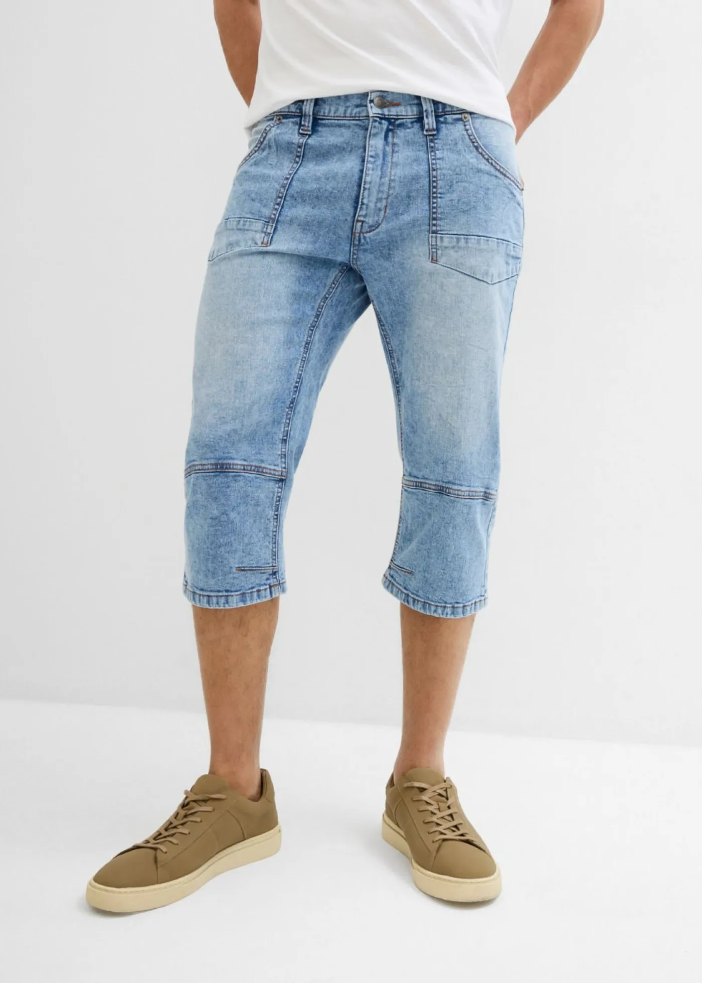 bonprix bonprix Vaqueros>Vaqueros elásticos, regular, de largo 3/4, straight Denim claro