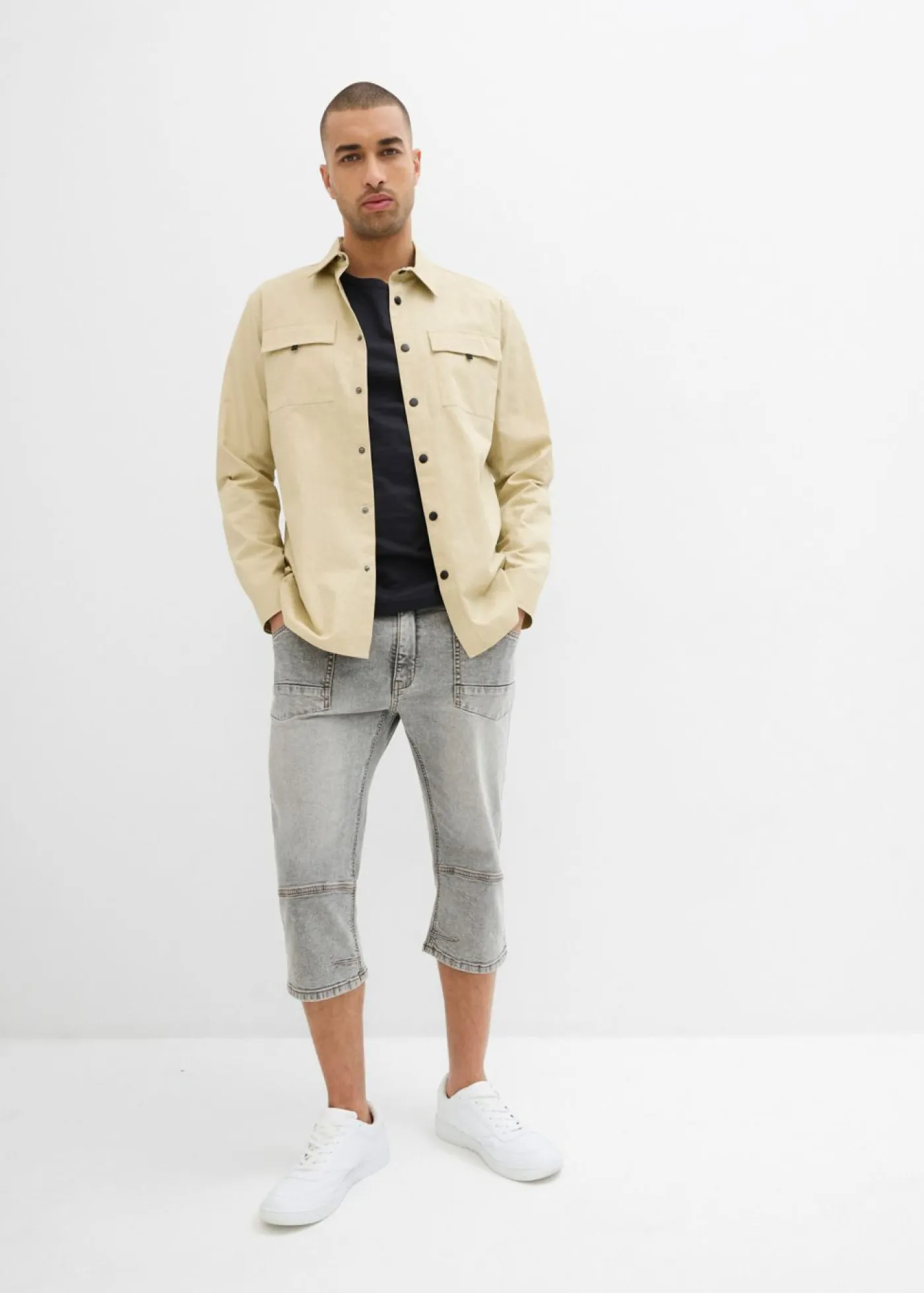 Hombre bonprix bonprix Vaqueros elásticos, regular, de largo 3/4, straight