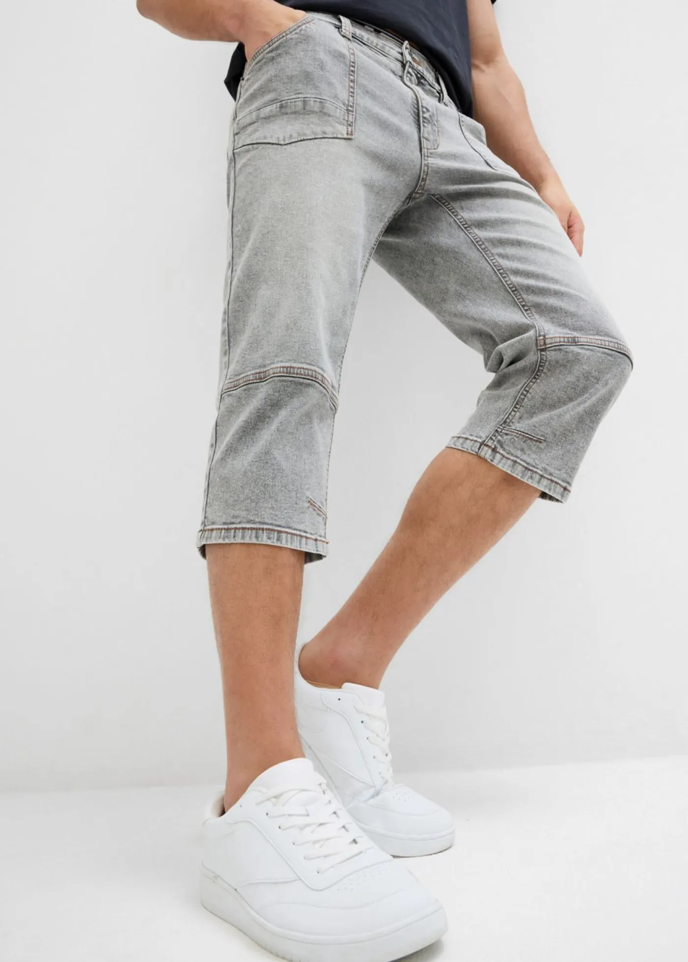 Hombre bonprix bonprix Vaqueros elásticos, regular, de largo 3/4, straight