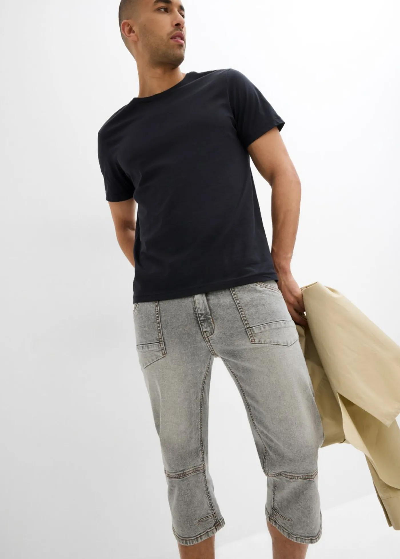 Hombre bonprix bonprix Vaqueros elásticos, regular, de largo 3/4, straight