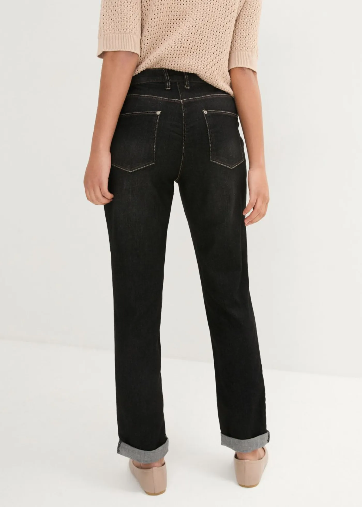 bonprix bonprix Vaqueros>Vaqueros elásticos tipo boyfriend, mid waist Negro denim