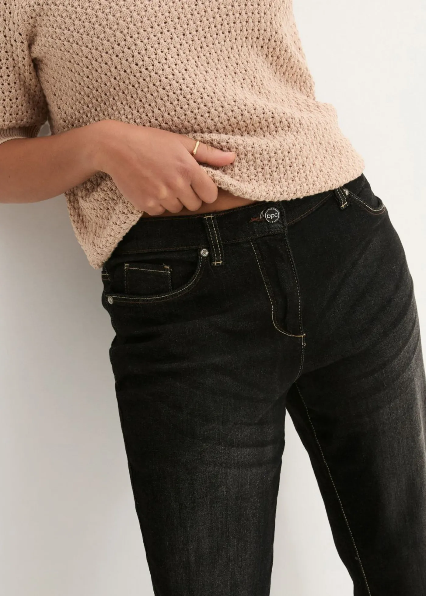 bonprix bonprix Vaqueros>Vaqueros elásticos tipo boyfriend, mid waist Negro denim