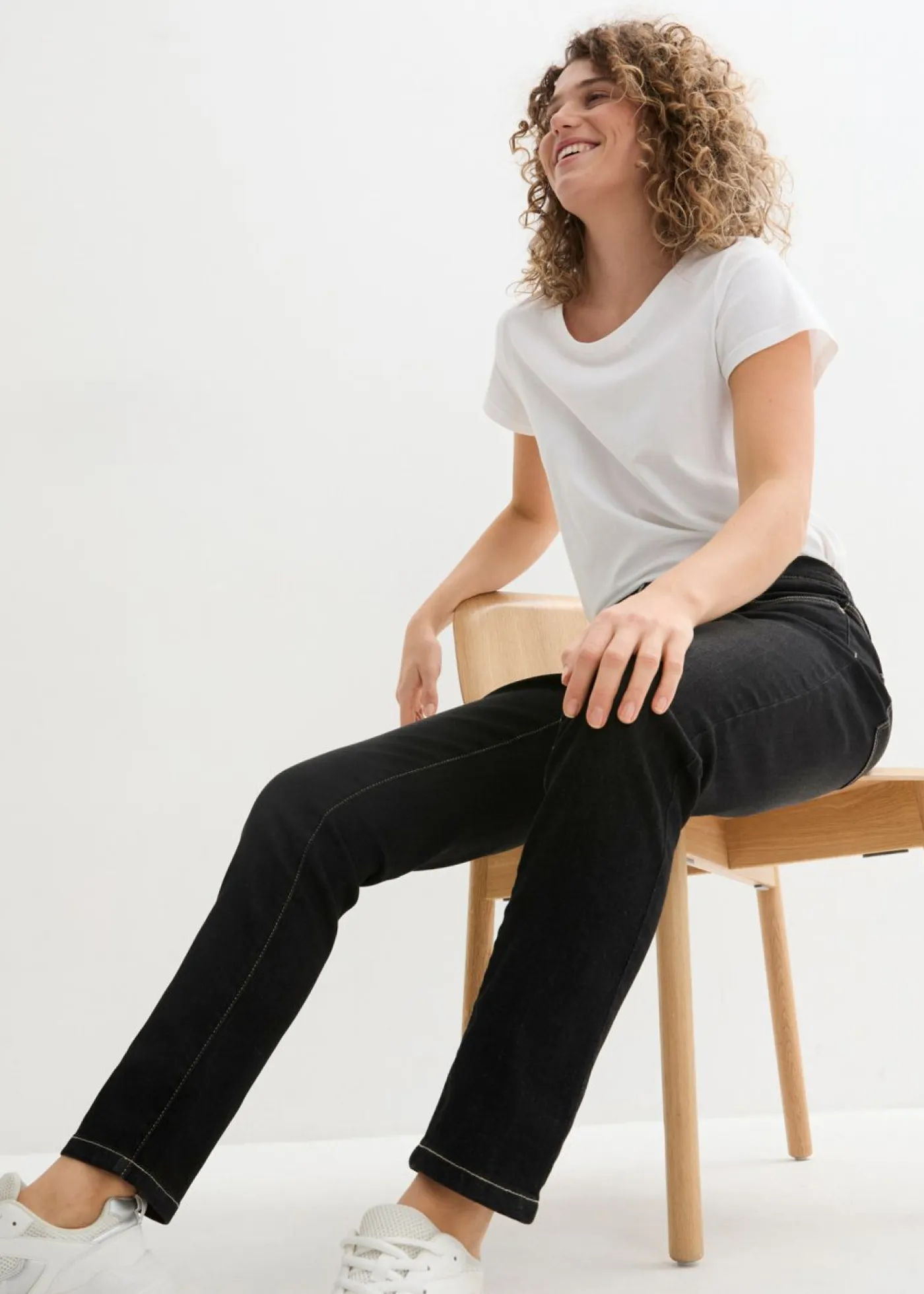 bonprix bonprix Vaqueros>Vaqueros elásticos tipo boyfriend, mid waist Negro denim