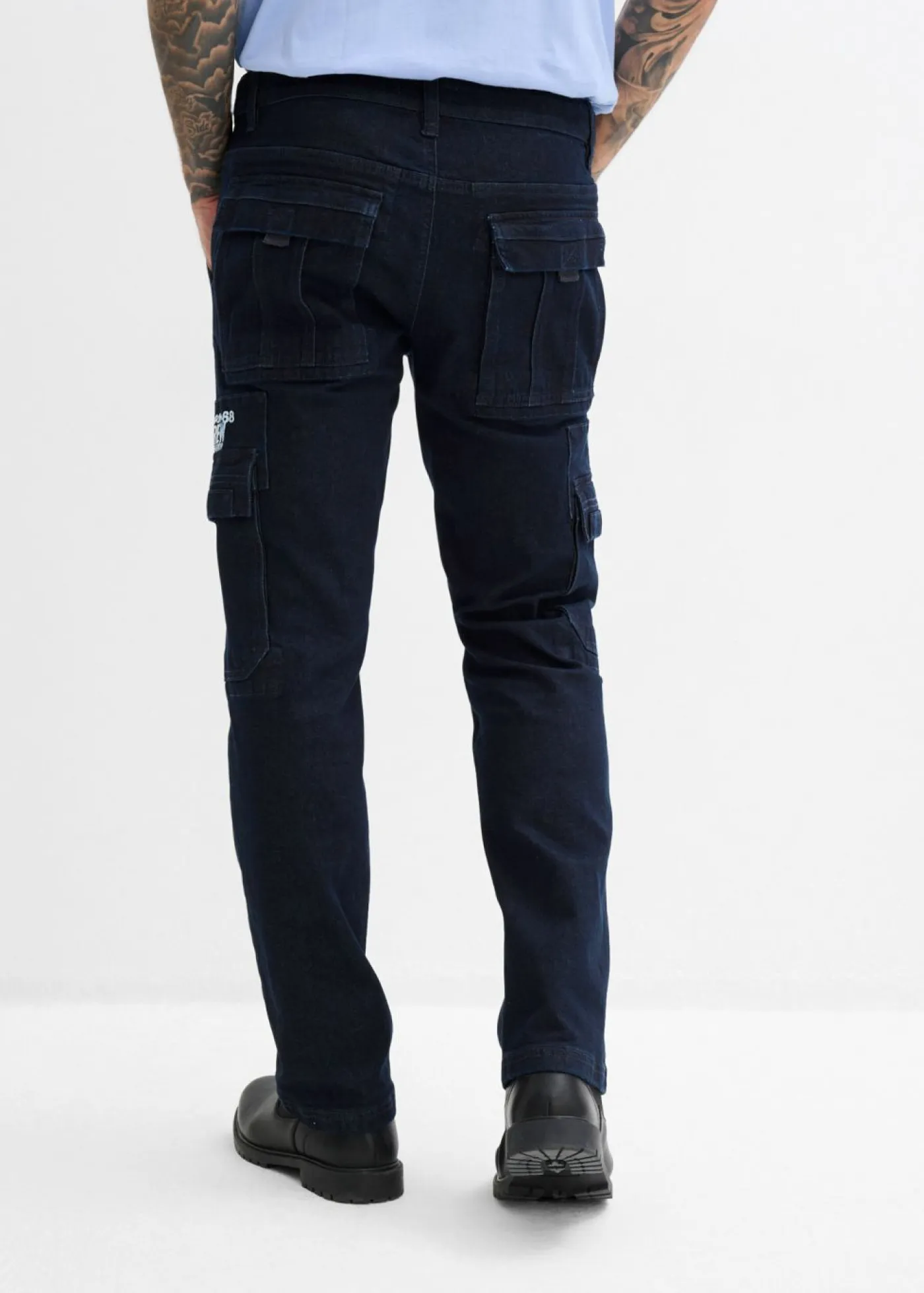 bonprix bonprix Vaqueros>Vaqueros elásticos tipo cargo con corte recto, diseño informal y cinturilla cómoda denim oscuro