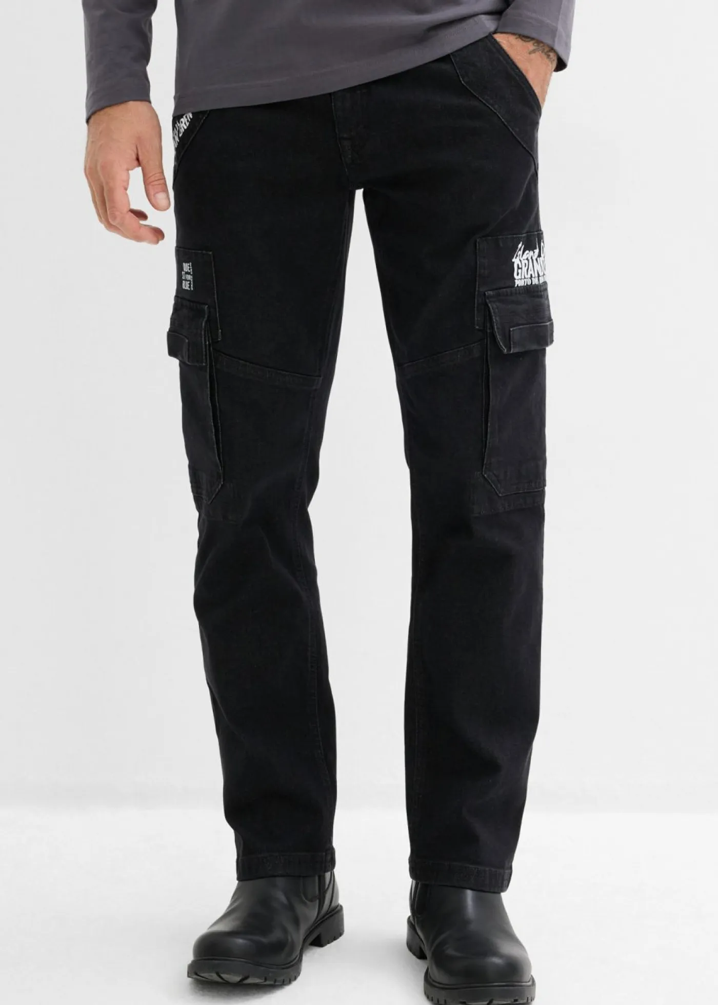 Hombre bonprix bonprix Vaqueros elásticos tipo cargo con corte recto, diseño informal y cinturilla cómoda