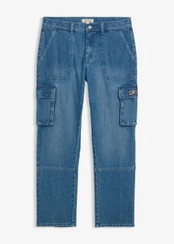 bonprix bonprix Vaqueros>Vaqueros elásticos tipo cargo con corte recto y estilo informal Denim medio