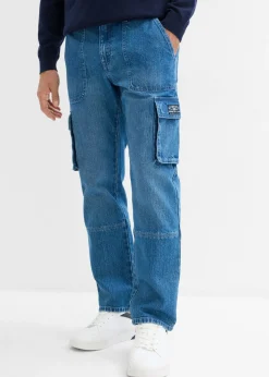 bonprix bonprix Vaqueros>Vaqueros elásticos tipo cargo con corte recto y estilo informal Denim medio