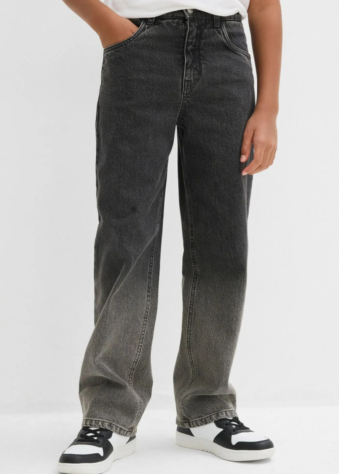 bonprix bonprix Ropa 9 A 16 Años·Jeans>Vaqueros holgados con degradado cromático y corte recto Denim gris oscuro