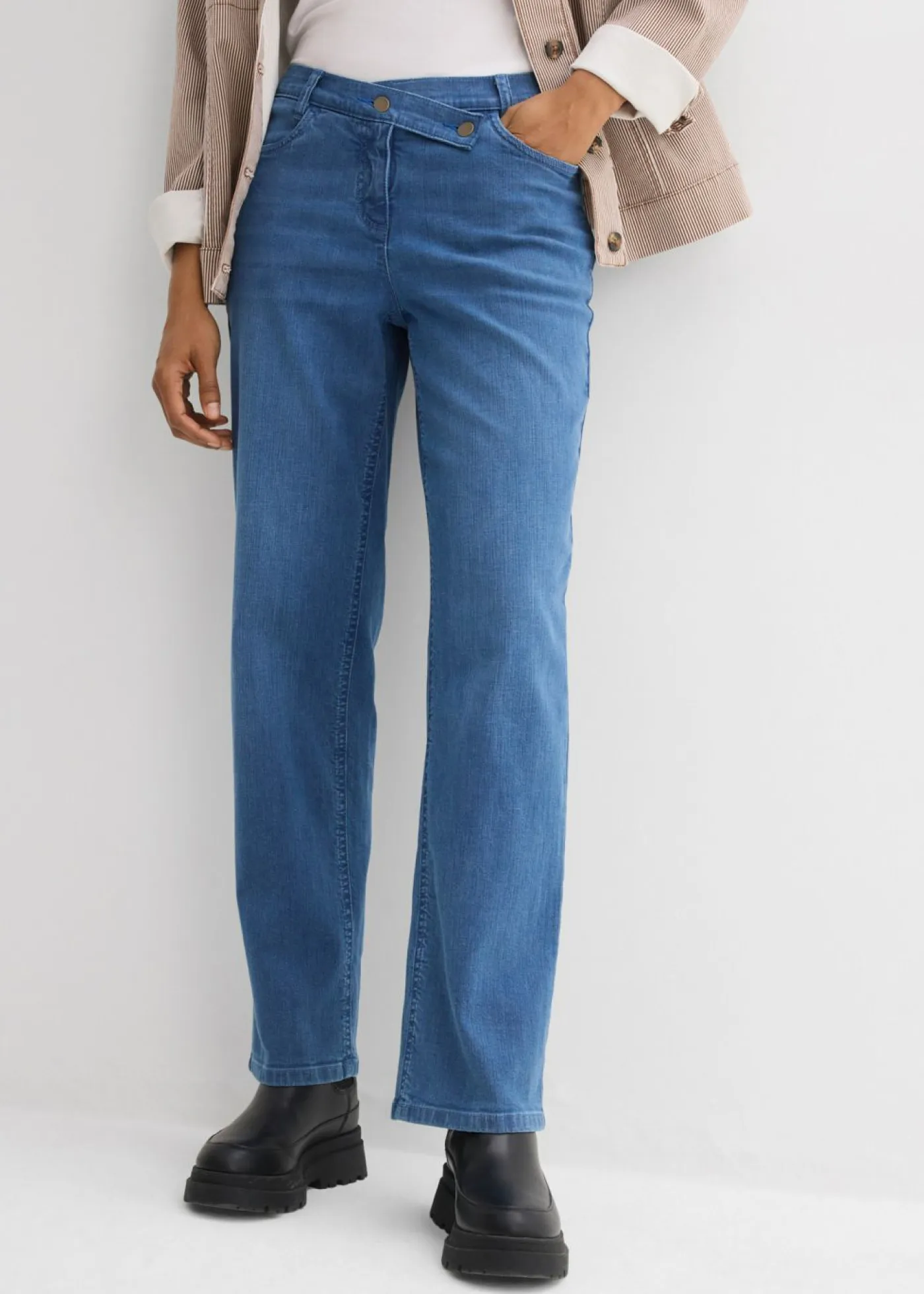 Mujer bonprix bonprix Vaqueros holgados de algodón orgánico con talle medio y corte recto