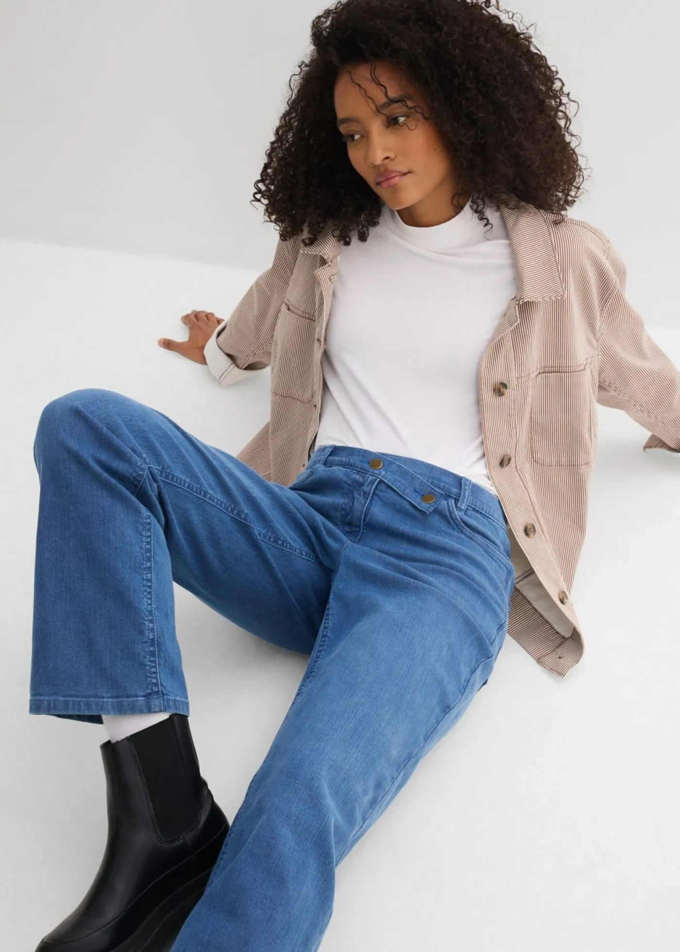 Mujer bonprix bonprix Vaqueros holgados de algodón orgánico con talle medio y corte recto