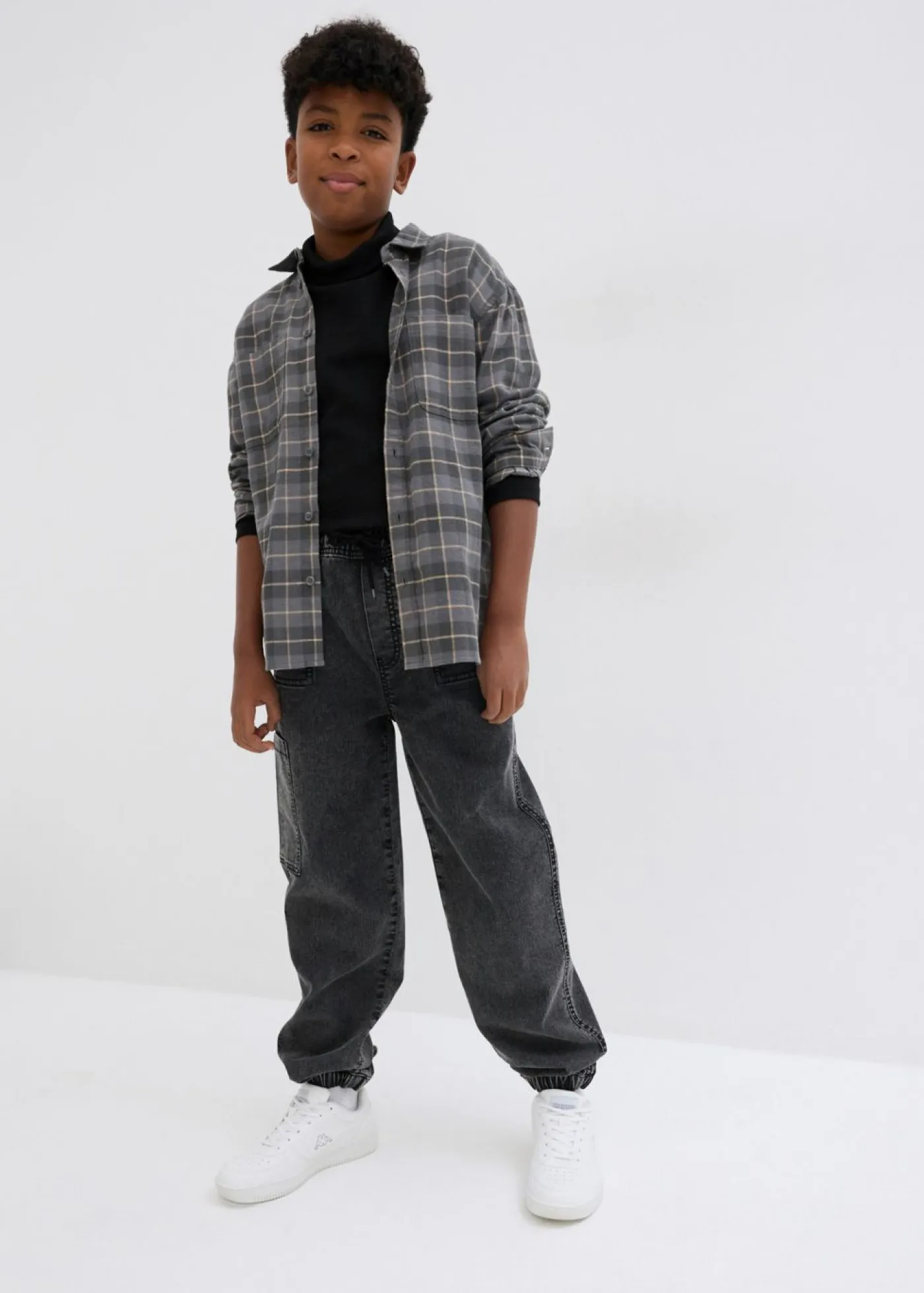 bonprix bonprix Ropa 9 A 16 Años·Jeans|Ropa 9 A 16 Años·Chaquetas Y Ropa Outdoor>Vaqueros holgados tipo cargo sin cierre con parte elástica Denim gris oscuro