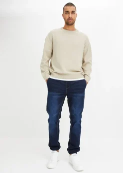 Hombre bonprix bonprix Vaqueros informales con corte regular, forma tapered y cinturilla elástica