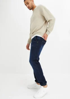 Hombre bonprix bonprix Vaqueros informales con corte regular, forma tapered y cinturilla elástica