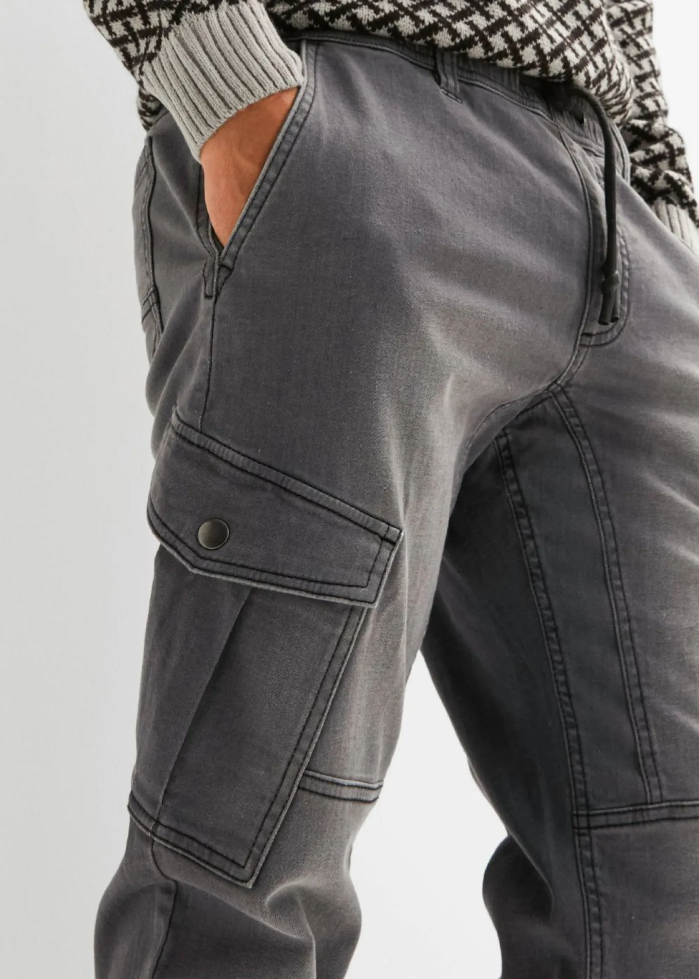 bonprix bonprix Vaqueros|Chándals>Vaqueros informales con corte regular, forma recta y cinturilla elástica denim gris