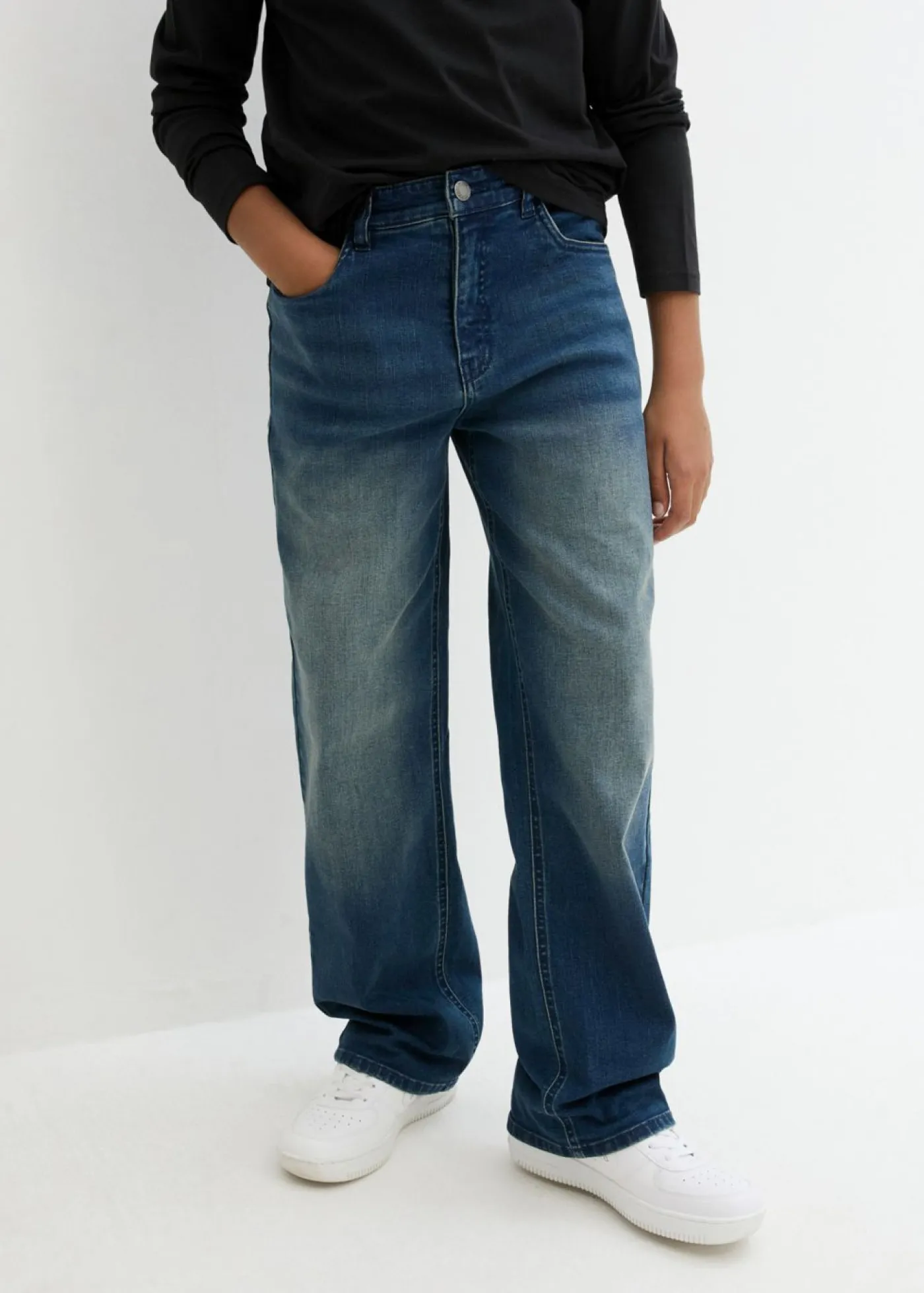 Niños bonprix bonprix Vaqueros loose fit, con cintura ajustable, straight