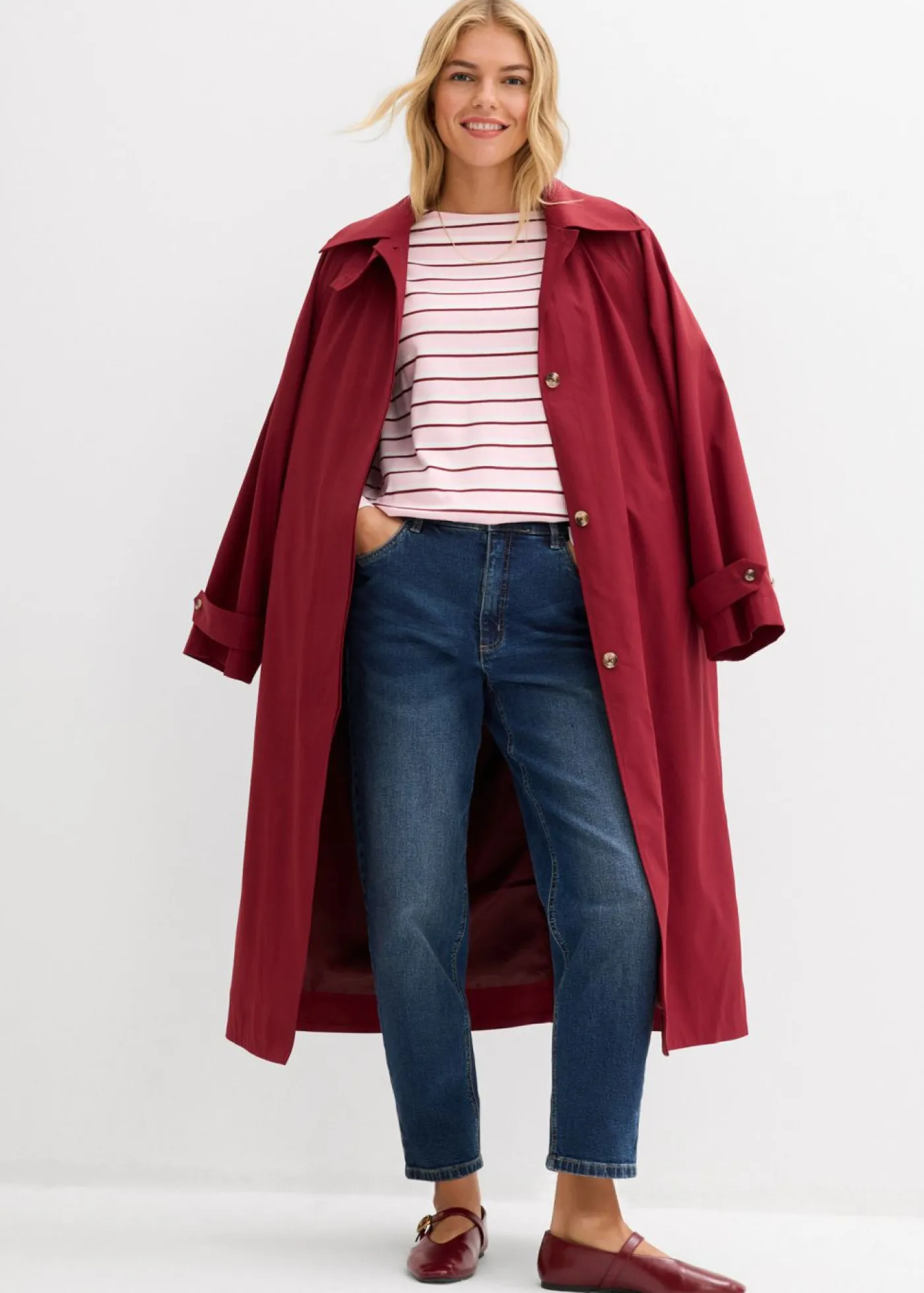 bonprix bonprix Tallas Pequeñas>Vaqueros mom, high waist, cropped azul oscuro denim usado