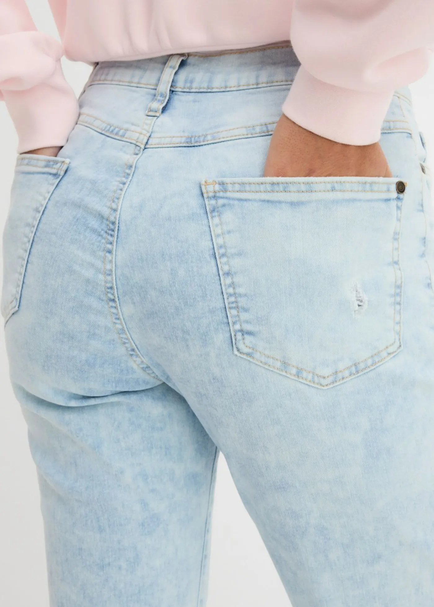 bonprix bonprix Vaqueros>Vaqueros mom, high waist, con efecto roto Azul usado