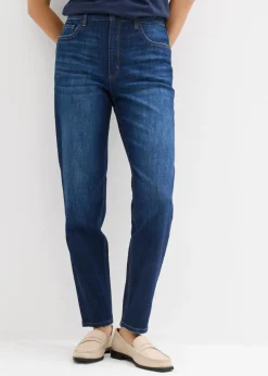 bonprix bonprix Vaqueros>Vaqueros mom, high waist, cropped Azul oscuro denim
