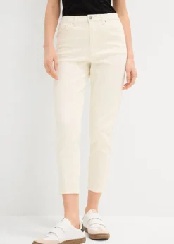 bonprix bonprix Vaqueros>Vaqueros mom, high waist, low stretch, cropped Blanco lana