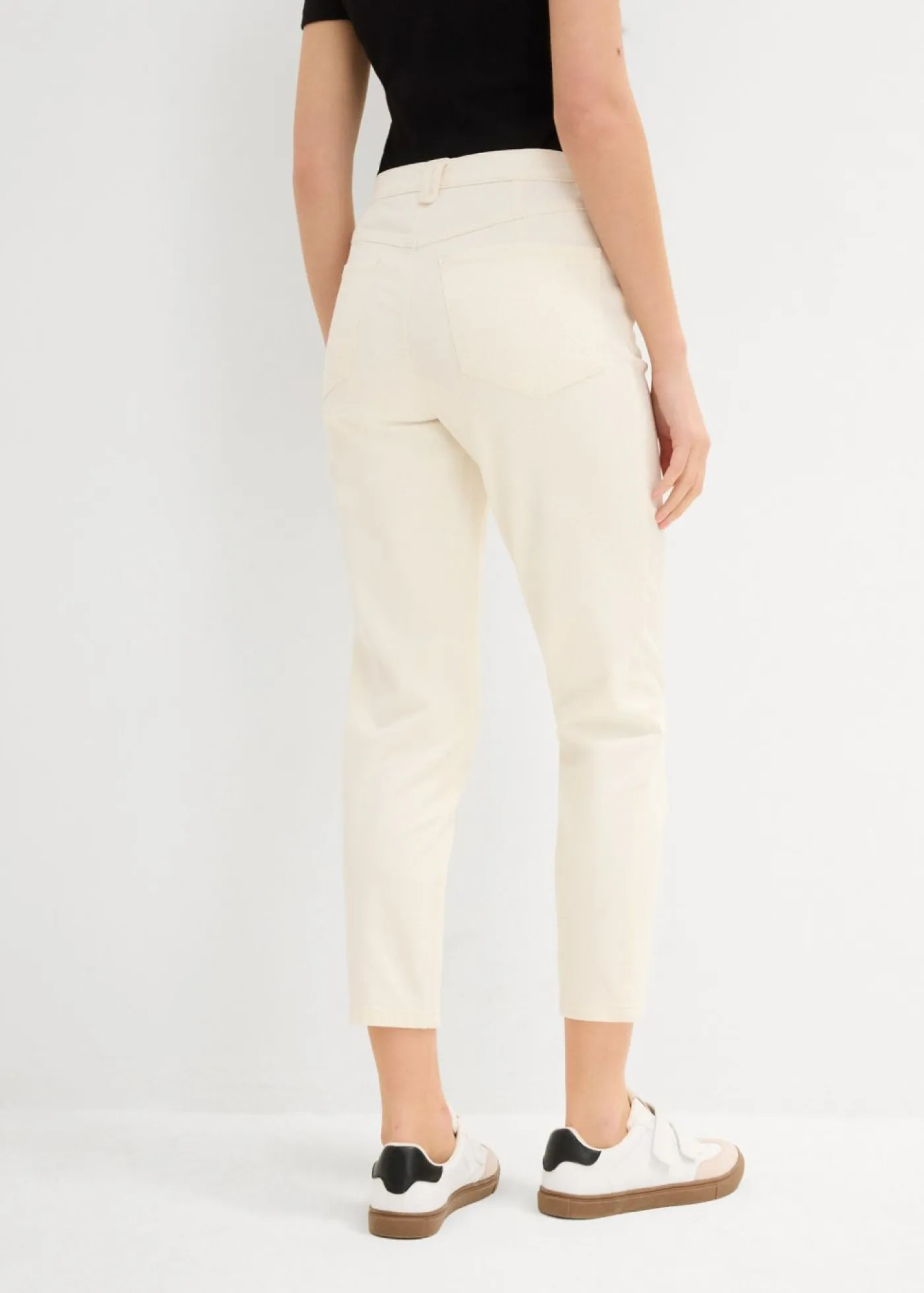 bonprix bonprix Vaqueros>Vaqueros mom, high waist, low stretch, cropped Blanco lana