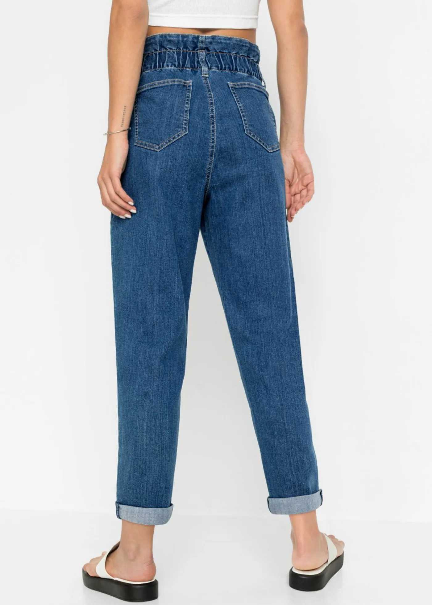 Mujer bonprix bonprix Vaqueros mom, talle alto, elásticos