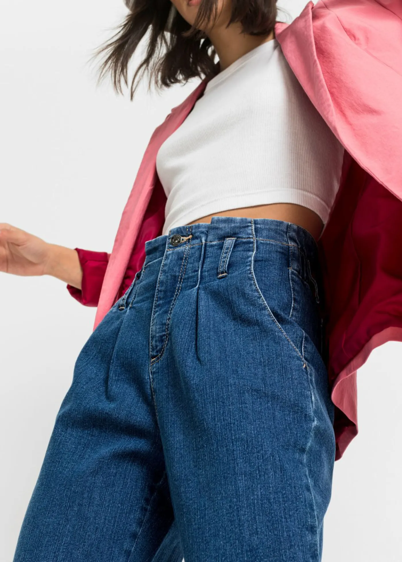 Mujer bonprix bonprix Vaqueros mom, talle alto, elásticos